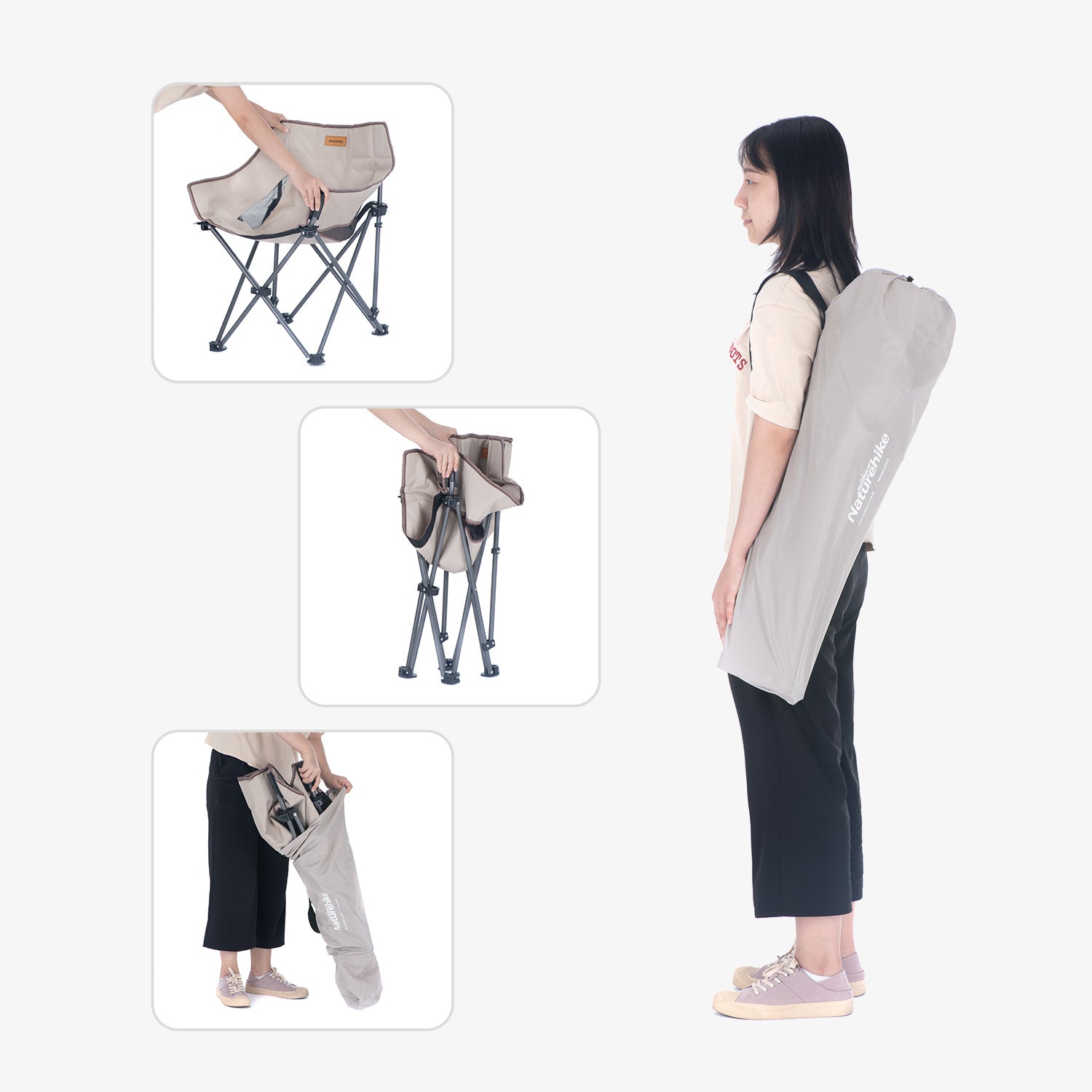 【新品訂購】戶外折疊月亮椅 | 90kg 承重 | 透氣網眼露營椅 | 42cm 椅面 NH20JJ022